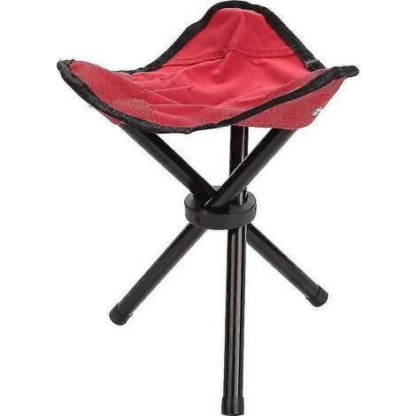 Chaise pliante - Chaise pliante portable avec trépied pour les activités de plein air telles que le camping, la randonnée, la pêche, les pique-niques, les barbecues et les voyages, Superma, (S-Rouge) (1/5)