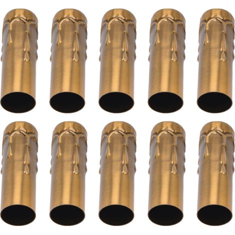 Lot de 10 douilles E14 pour tube décoratif cristal, motif larme, tube droit pour lustre, accessoires luminaires, finition bronze doré, 25x80mm. (1/5)