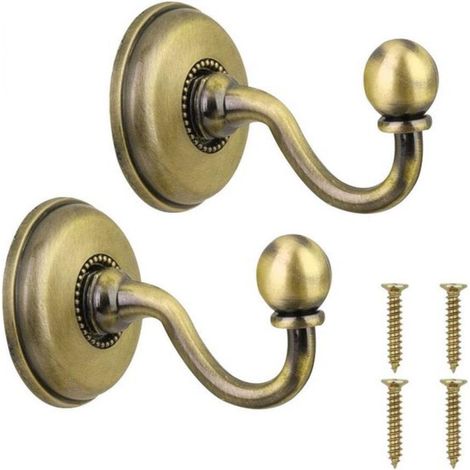 2 Crochet de rideau,Alliage de zinc,Finition cuivre antique,Décoration murale,Salon et chambre (1/5)