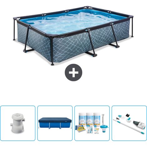 Exit Pool Rechteckig - Steinoptik - 300x200x65 cm - 5-teilig SCB5 (1/4)