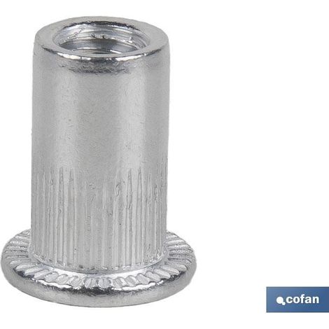 Pack mit 500 Zylindrischen Blindnietmuttern Aluminium M6 x 14,5 (1/4)
