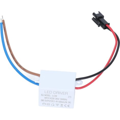 Driver LED, Alimentation, Entrée AC95-265V Sortie 2-4VDC 500mA 3W, pour Éclairage LED (1/5)