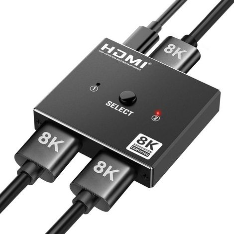 Répartiteur HDMI 2.1 8K @ 60 Hz 4K @ 120 Hz, en aluminium, 2 en 1 sortie, 1 en 2 sorties, HDMI 2.1, prend en charge 48 Gbps, 3D HDCP 2.3 pour PS5/4 Fire Stick/Xbox/HDTV (1/5)