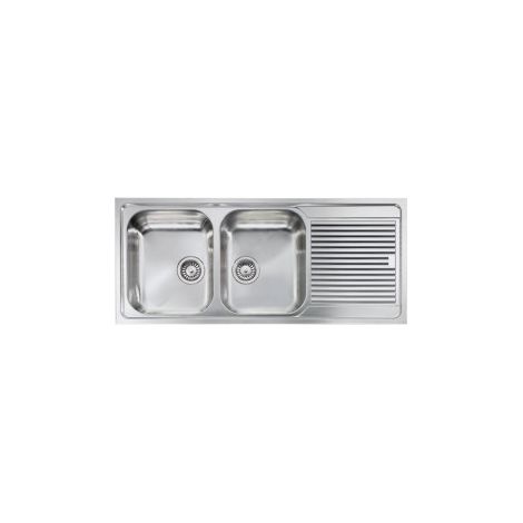 CM 011207SCSSP Filoslim Lavello ad incasso 2 vasche con gocciolatoio a destra Acciaio inox satinato colore Acciaio inox (1/5)