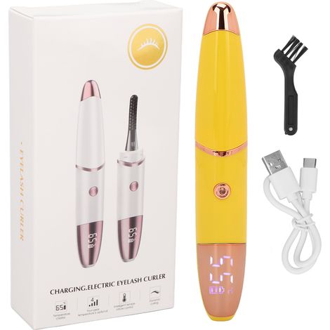 Curleur de Cils Chauffant 4 Températures, Chauffage Rapide à 360° pour Boucles Parfaites, Outil de Styling Jaune (1/5)