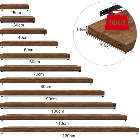WOLTU Estante de pared / Estantería – Marrón, 70 cm