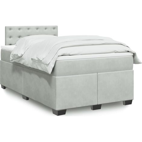 Boxspringbett mit Matratze Hellgrau 120x190 cm Samt