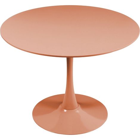 Table à manger ronde 4 personnes D100 cm rose saumon