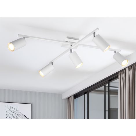 LED Deckenstrahler Weiß 5-flammig, verstellbare Spots, Breite 77,5cm (1/5)