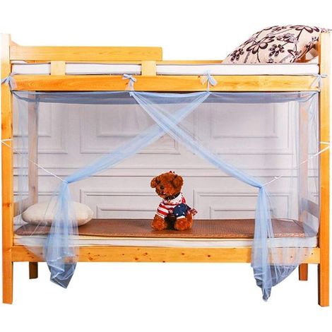 Moustiquaire Lit Superposé, Enfants Lits superposés Valance étudiants Dortoir Insect Net Quatre Coin Literie Canopy Bug Repeller Bed Rideau,Bleu Ciel 190x90x150cm (1/3)