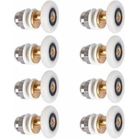 Roulette Porte Douche, Roulettes de Porte Coulissante Cabine de Douche Porte Poulies Roue de Rechange pour Rouleau avec Diamètre de Roues 27mm, 8 Pièces (1/5)