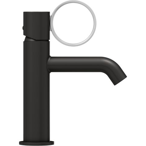 JACOB DELAFON Mezclador bajo de lavabo Vivienne negro mate con aro cromo cepillado