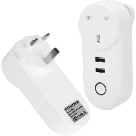 Intelligente WLAN-Steckdose mit Timer und Fernbedienung, kompatibel mit 100–240 V Wechselstrom (UK).