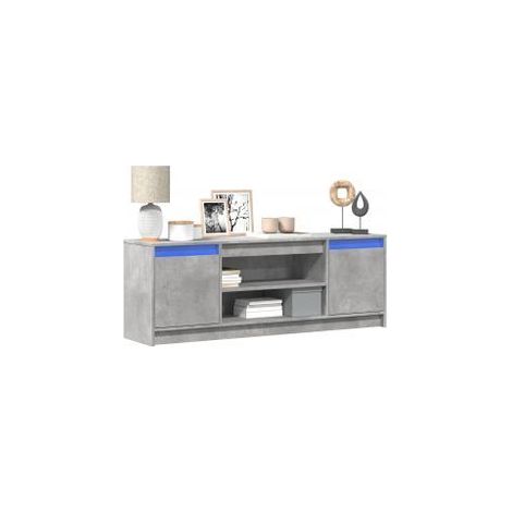 Meuble TV avec LED gris béton 139,5x34x50 bois d'ingénierie (1/5)