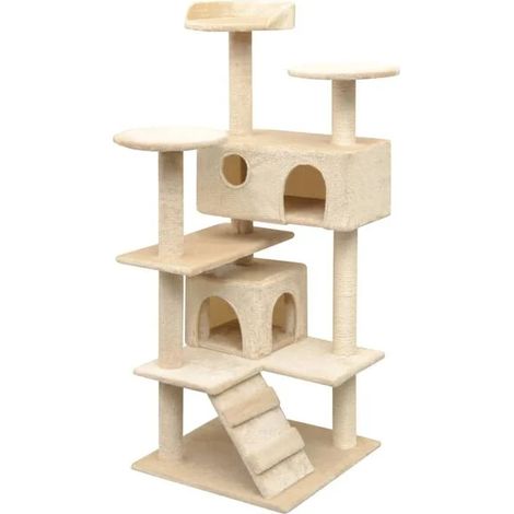 Arbre à chat avec poteau à griffes en sisal, 125 cm, beige