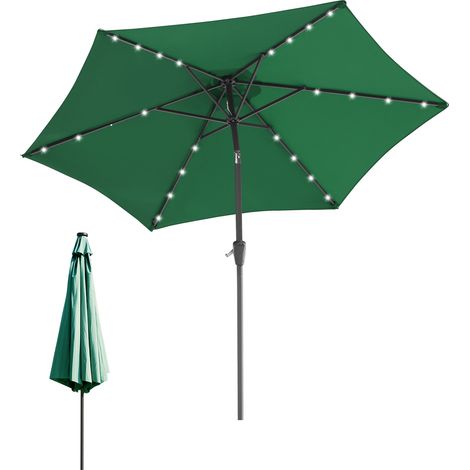 Randaco Sonnenschirm 2,7 m mit LED-Beleuchtung – Balkonschirm für Garten & Terrasse, grün