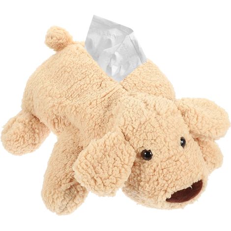Boîte à Mouchoirs Peluche Chien Cartoon Décoratif Support Doux Résistant Rangement Pratique Cadeau Noël Accessoire Maison et Bureau (1/5)