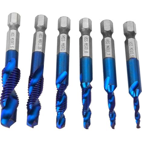 Stück HSS 6,35 mm Sechskantschaft-Gewindebohrer Kombigewindebohrer M3/M4/M5/M6/M8/M10 (Typ C)