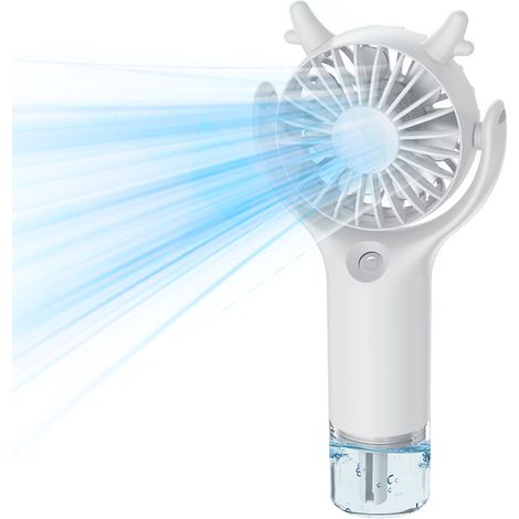 Ventilateur à brume portable USB, rechargeable, avec réservoir d'eau amovible，Blanc (1/5)
