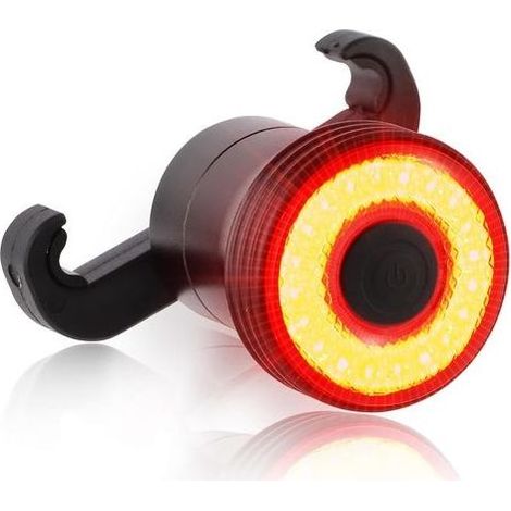 Feu Arrière Vélo Intelligent, Détection de Freinage, Marche/Arrêt Automatique, Lampe Velo 22 LED Puissantes, 5 Modes Éclairage, Rechargeable USB C, IP65 Étanche Lumiere Arriere Velo en Aluminium (1/5)