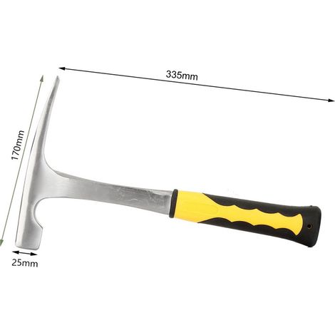 Marteau géologique, marteau d'exploration, tête pointue, marteau à tête plate, bec pointu, marteau d'exploration géologique à bec de canard, marteau à arc, 600 g, tête plate. (1/5)