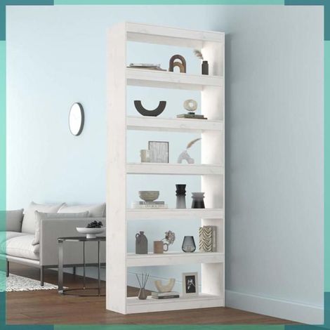 808204 Bibliothèque/Séparateur de pièce Blanc 80x30x199,5cm Pin massif (1/5)