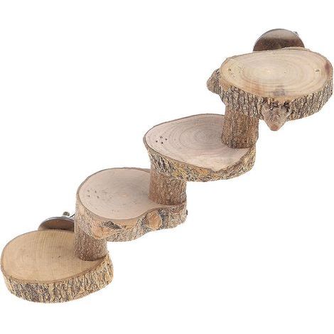 Plateforme de jeu en bois naturel pour perruches et grands perroquets