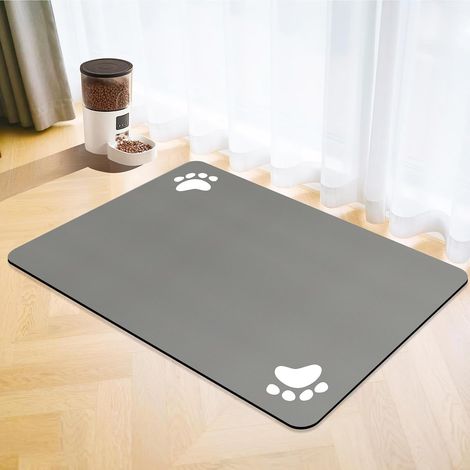 Alfombrilla para comederos de mascotas, absorbente, antideslizante, de secado rápido, alfombrilla antideslizante para comida de perros y gatos (gris, 30x50cm) (1/5)