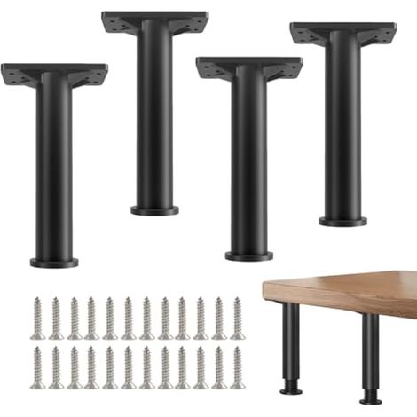 Lot de 4 pieds de meubles réglables de 20 à 35 cm avec vis, pour salle de bain, tables de chevet, tables, armoires, bureaux, canapés (noir) (1/5)