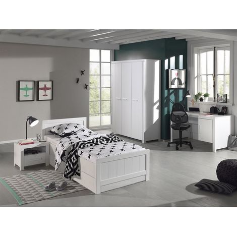 GASTON - Chambre 90x200cm + Armoire 3P + Bureau (1/5)