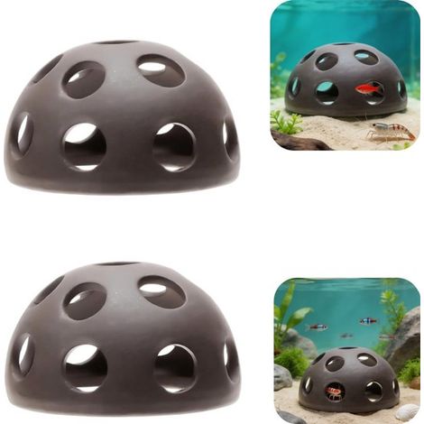 2 pièces Décoration d'aquarium Cachette pour poissons et crevettes Grotte de reproduction pour petits poissons Léger (marron, 56cm) (1/5)