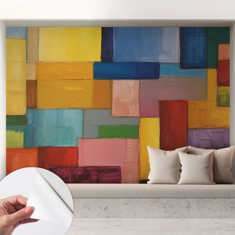 Fotomurale adesivo stickers - murali decorativo - soggiorno moderno - effetto realistico - Rettangoli colorati 208x146 cm (1/5)