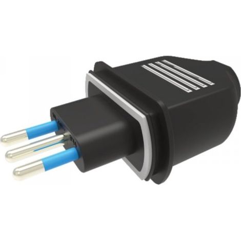 Spina Volante in Gomma 250V 16A 2P+T Impermeabile IP44 Nero