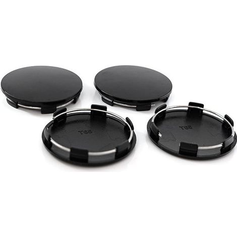 4 Pièces Cache Moyeu Noir OD 65mm ID 60mm Centre de Jante Capuchons Centre Roue Couvre Chapeaux Cache Moyeu (1/4)