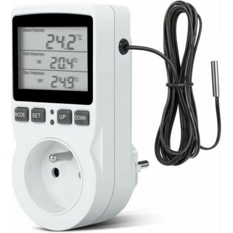 Prise programmable -Prise Thermostat, Prise Minuteur Digital, Prise Programmable Digitale avec Sonde, Minuterie Numérique Programmable, Prise Thermostat chauffage pour Serre, Aquarium