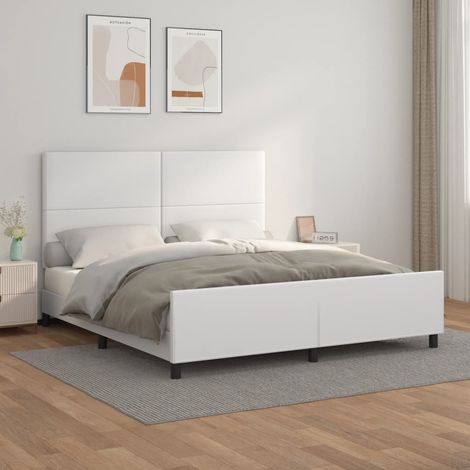 Estructura de cama cabecero cuero sintético 180x200 cm