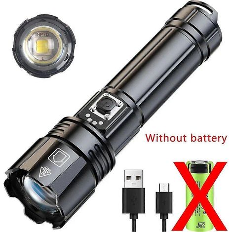 Lampe torche puissante Lep rechargeable USB, zoomable, lampe torche d'urgence, projecteur ultra-lumineux, longue portée, lanterne tactique de camping (1/5)