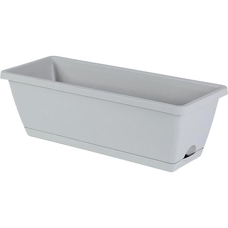 Bac à Semis - Bac de Culture Rectangulaire en Plastique PP - Pour Légumes Fleurs et Herbes - Avec Bac de Drainage - 50 x 19 x 15 cm - Gris (1/5)