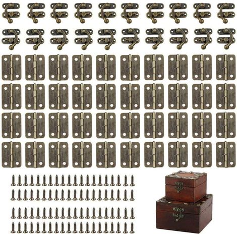 20x Antike Haspelschlösser & 40x Scharniere mit Schrauben für Holzkisten