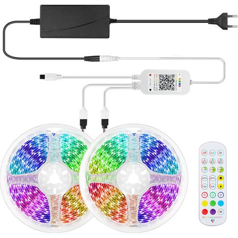 Ruban LED RGB 5050 - 6 m - Contrôle Application Bluetooth et Télécommande - Synchronisation Musique - Minuterie - Découpable - Pour Décoration Intérieure (1/5)