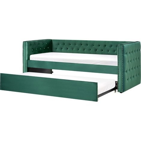 Trundle Bed Velvet GASSIN 90 x 200 cm (EU Single) Emerald Green (1/5)