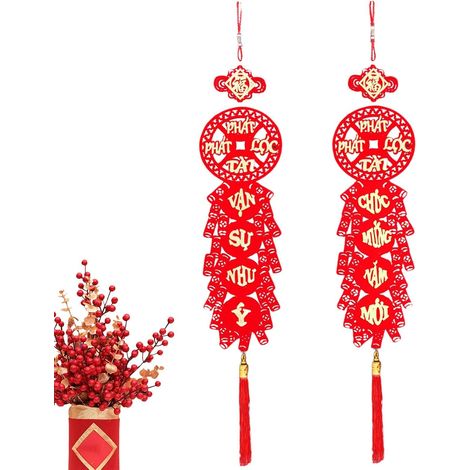 Ornements du Têt Vietnamien Ornements muraux de Printemps Couplets Rouges Rouge Ornements Orientaux , Décorations Murales de Printemps pour le Nouvel An Asiatique, Salon (1/5)