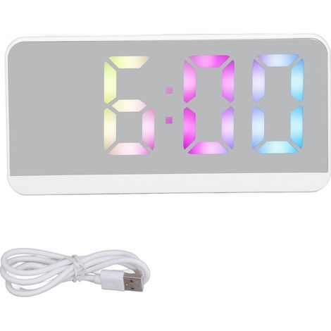 Alarm digital white with screen mirror LED, electronic of mode, large for the home, the bedroom to bed and the desk (1/5)