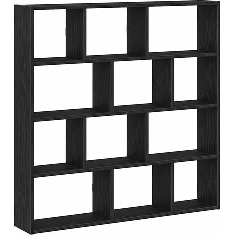 Étagère cube murale Étagère flottante 12 compartiments noir bois d'ingénierie (1/5)