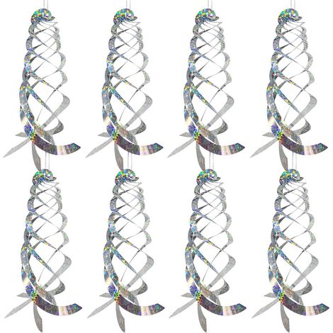 8 Spirales Répulsives Anti-Oiseaux Réfléchissantes - 15,8 Pouces, Décoration Écologique pour Éloigner les Oiseaux des Jardins et Balcons (1/5)