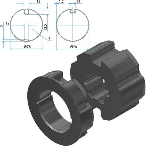 Adaptateurs moteur diamètre 45mm tube 78 à gorge - CHERUBINI - A45050521