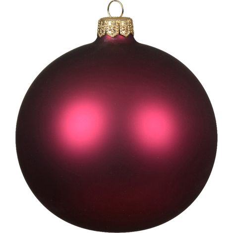 Palline per albero di Natale in vetro decorate color rosso Melograno opaco -6 sfere da 6 cm (1/2)