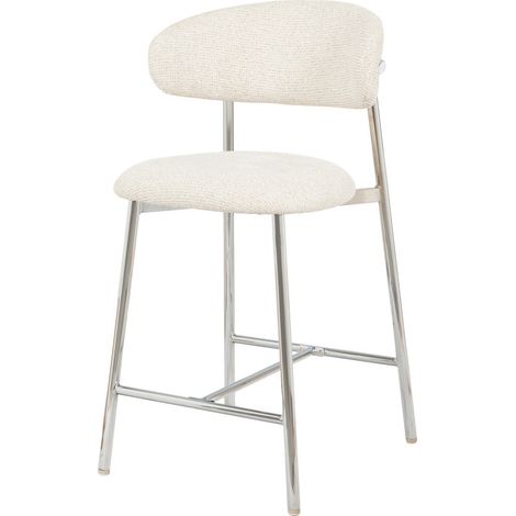 Amadeus - Tabouret de bar Curve assise 65 cm en bouclette beige (lot de 2) (1/4)