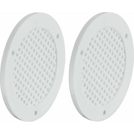 2x Grille d'aération ronde avec cache perforé en plastique avec bord de recouvrement à encastrer Ventilation Cache Protection Plafond Mur Rosette, Ø50mm blanc (1/2)