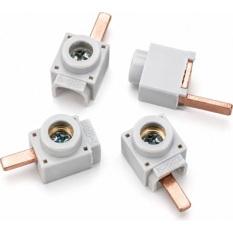 4 Pezzi Morsetti Di Alimentazione per Barra di Alimentazione, Terminali di Derivazione per Pettine Del Quadro Elettrico, 25mm2 5X2mm Fino a 63A (1/3)